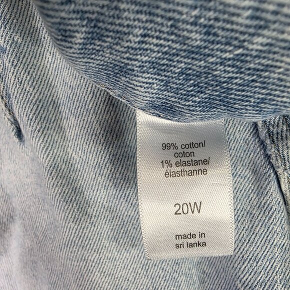 Womens M Jeans Blue Denim A-Line Shorts Curvy Hi Rise Raw Hem Cotton Stretch 20W - Picture 3 of 9